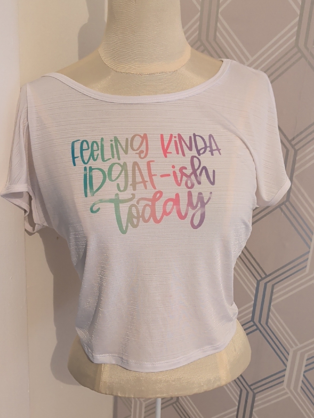 Women’s White Graphic Tee - Multicolor Script Slogan